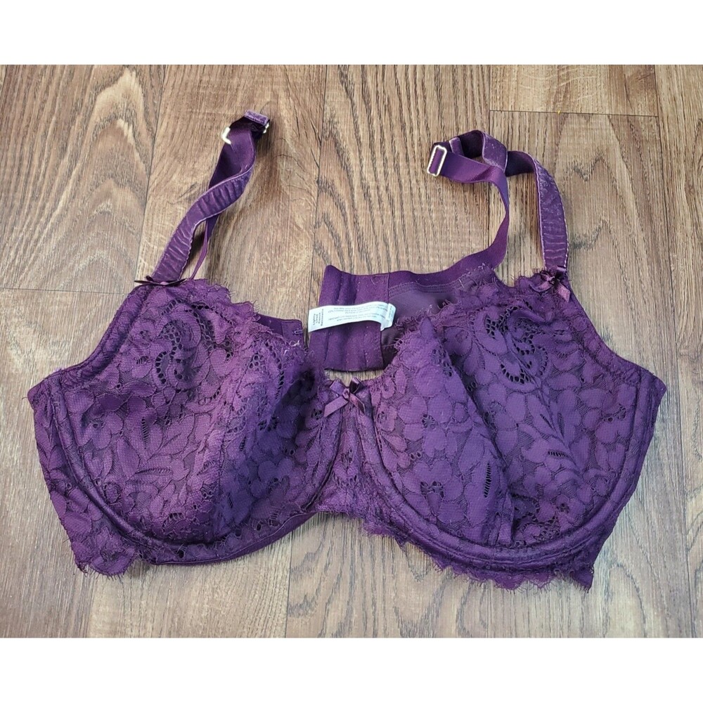 Cacique Lightly Lined French Balconette Bra 42ddd Purple